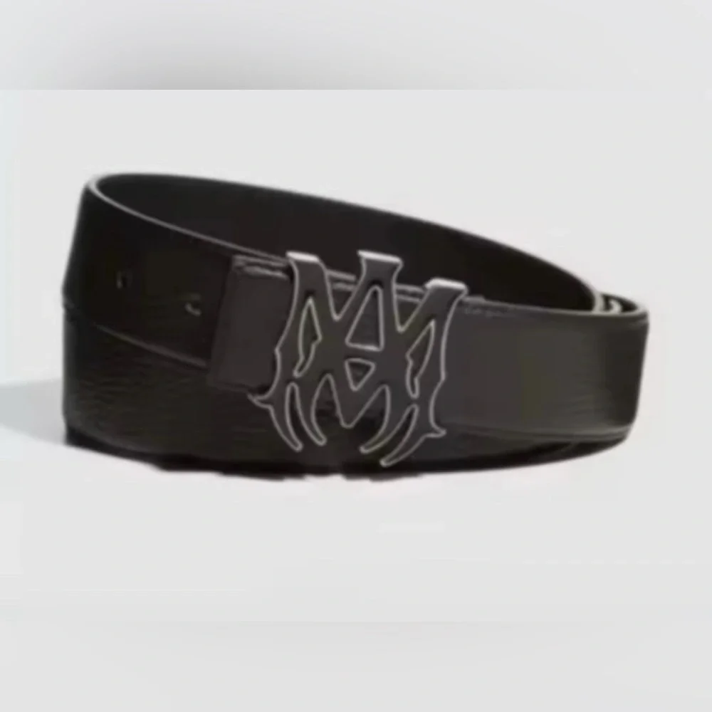 Amiri Black & Silver M.A. Logo Buckle Black  Belt